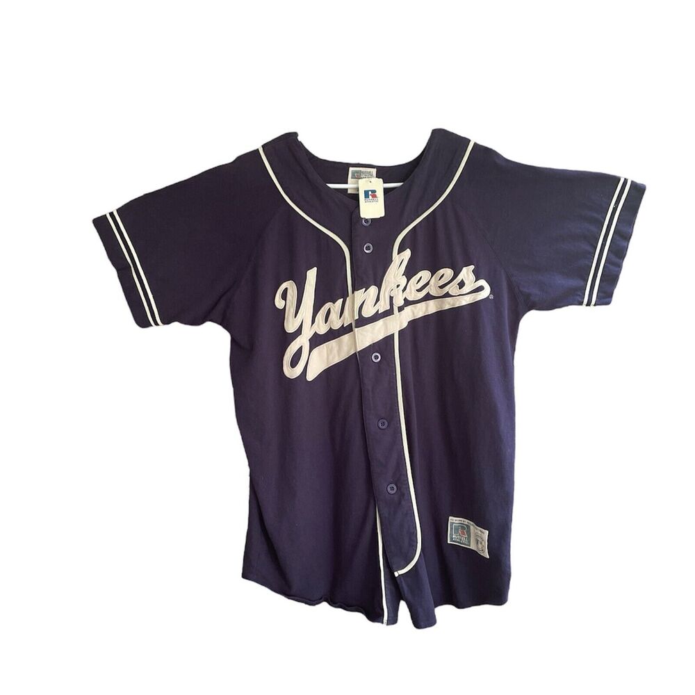 VTG Russell Athletic New York Yankees Stitched Button Up MLB Jersey - Sz M NWT